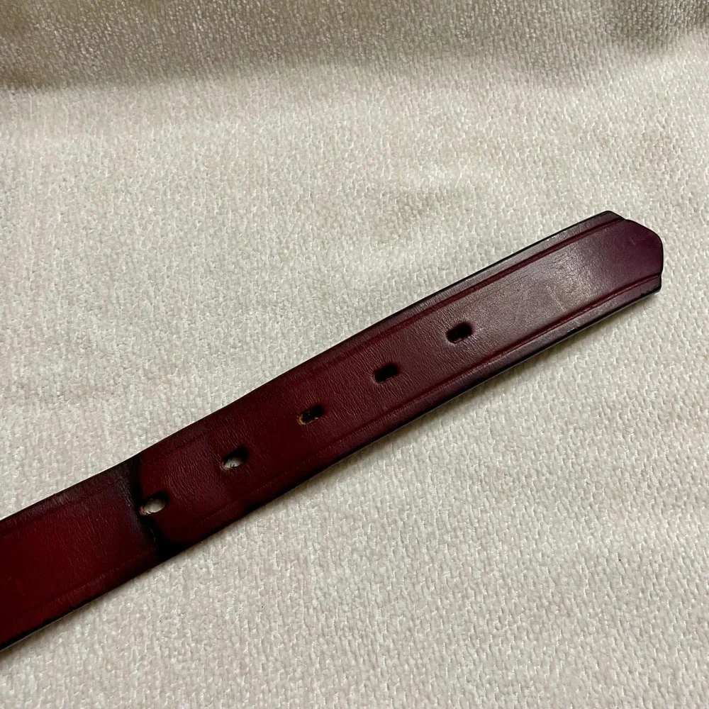 Vintage Oxblood Harness Leather Belt Brass Horseshoe Buckle Size 36 1.25